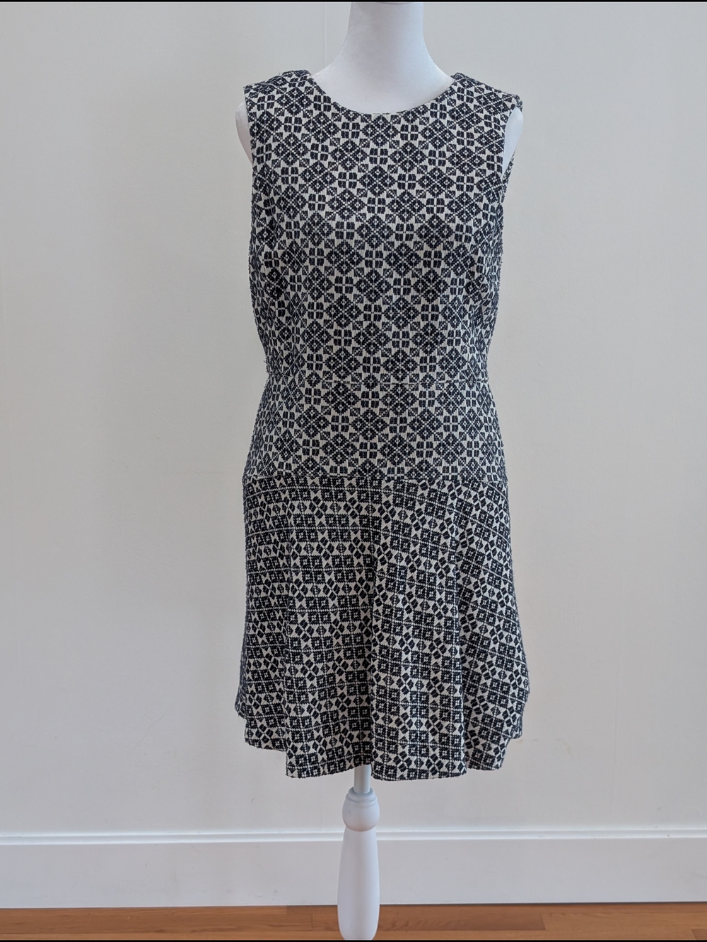 Tory Burch Navy and White Geometric Knit Dress
